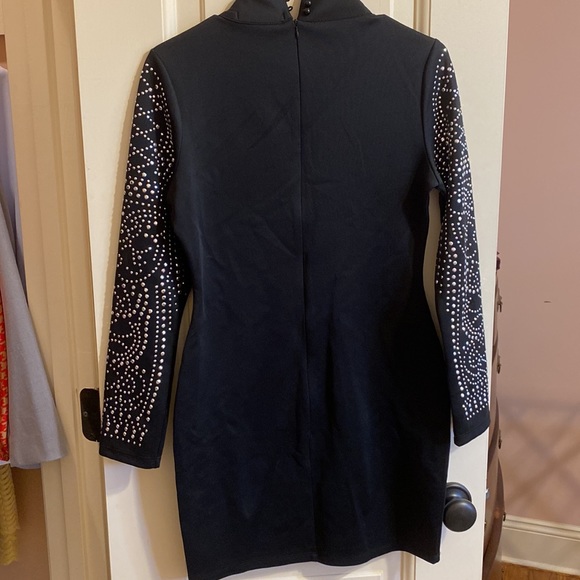 Black high neck tight rhinestone party dress worn once - Picture 3 of 3